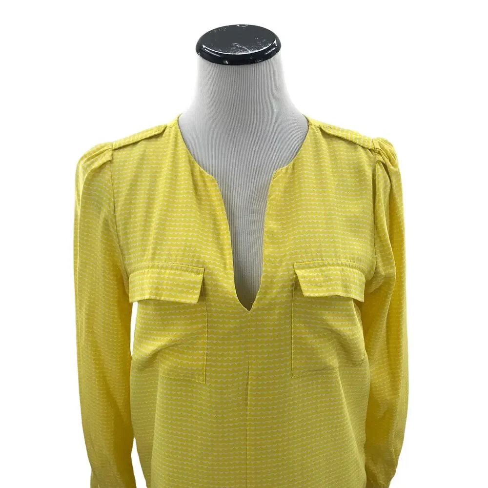 Joie Lemon Yellow Silk Marlo Printed Top